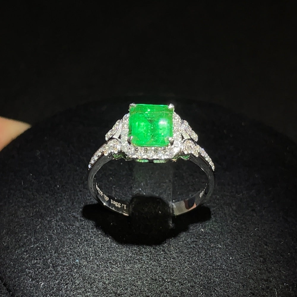 Emerald Set Ring, 18K Gold, Size 18, Total Weight Approx. 3.25g, Clarity Enhanced