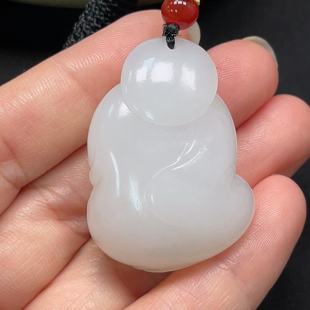 Hetian Jade Buddha Pendant, Total Weight Approx. 27.18g, Including Rope