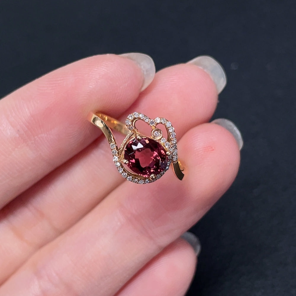 Tourmaline Ring with Diamond Accents, 18K Gold