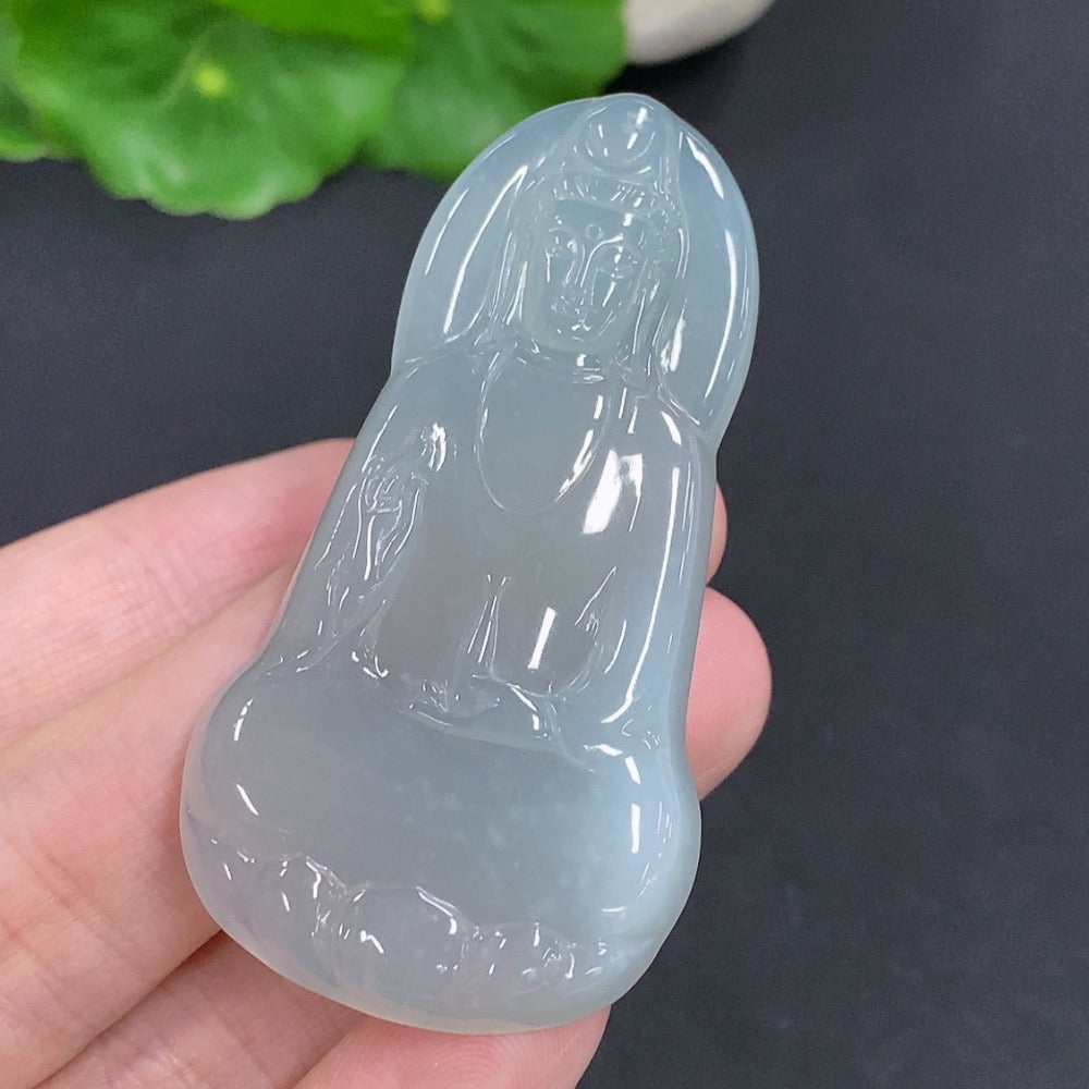 Jadeite Guanyin Pendant Total Weight Approximately 19.5g