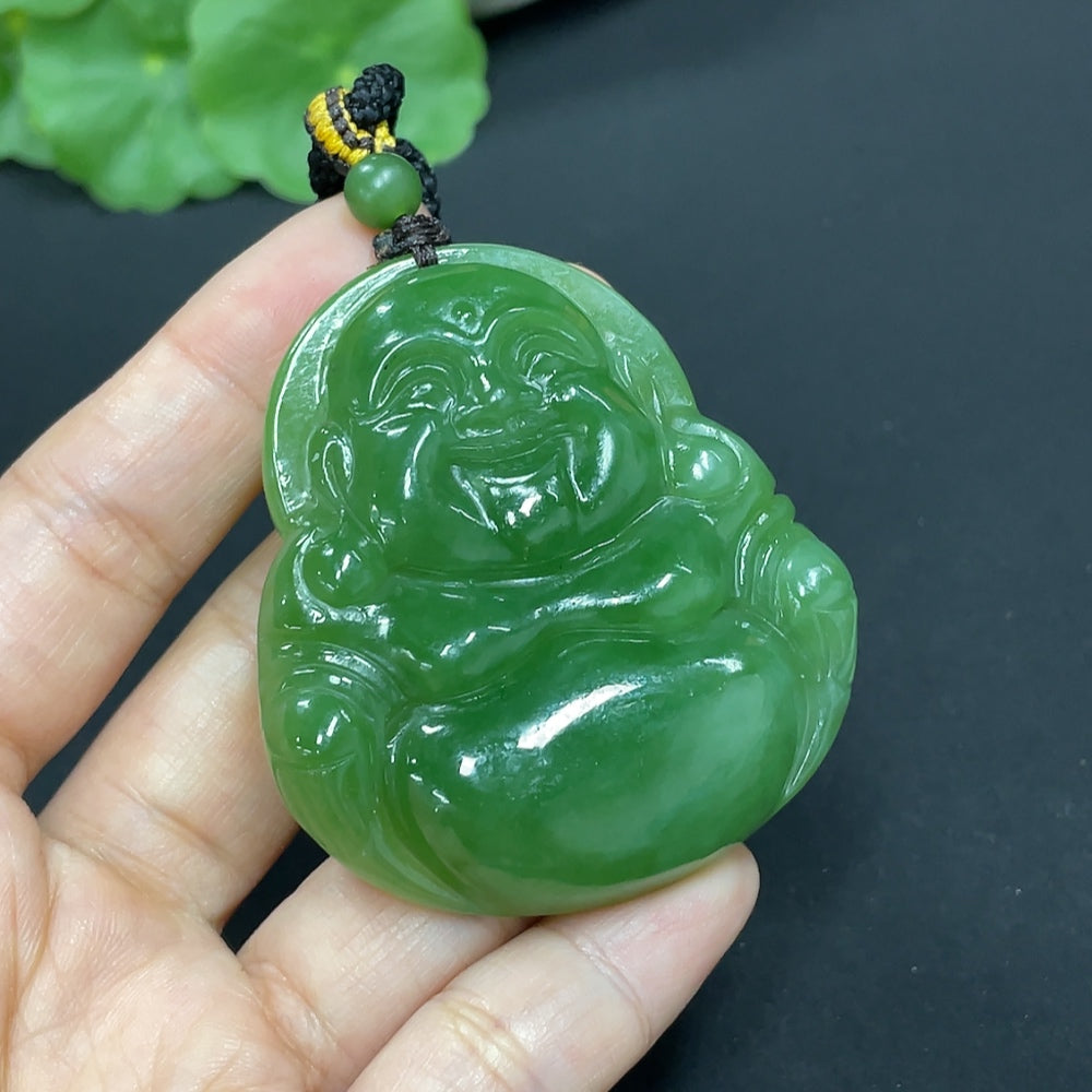 Hetian Jade Pendant Buddha Total Weight Approx. (Including Rope) 46.5g