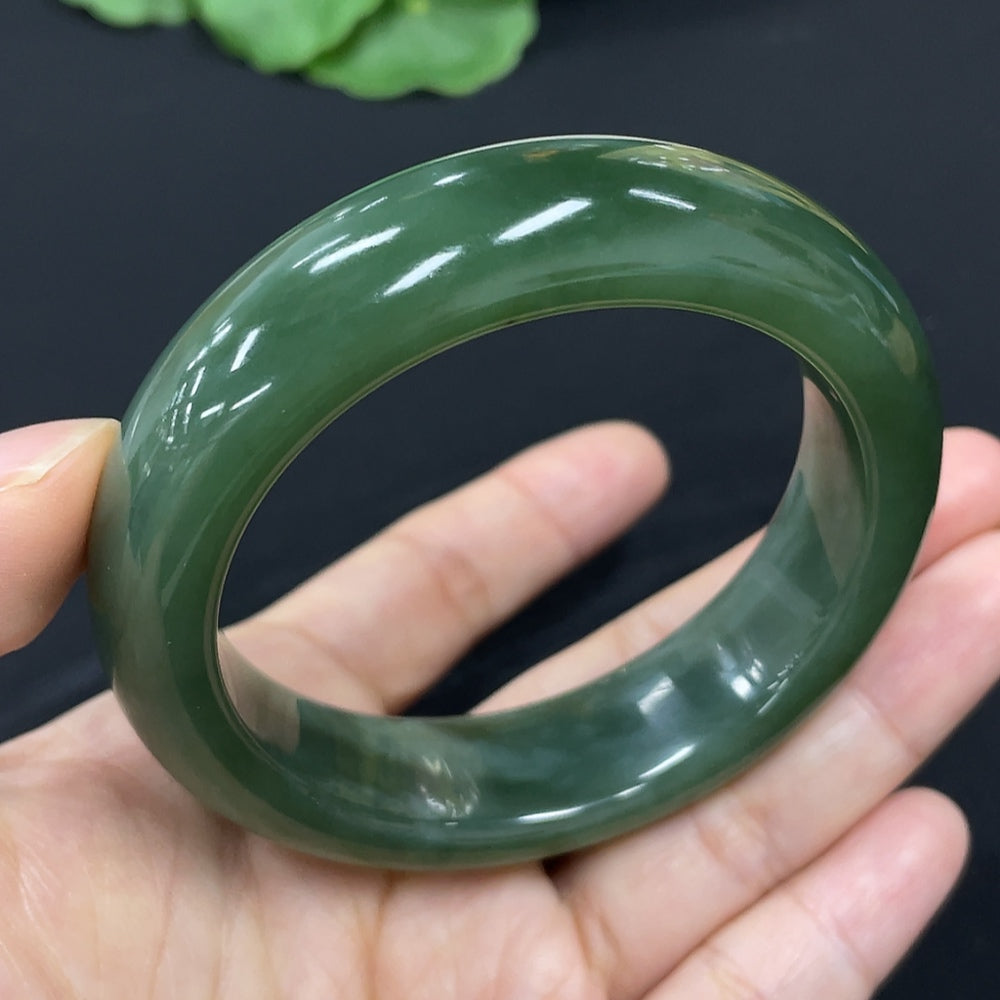 Hetian Jade Green Jade Round Bangle