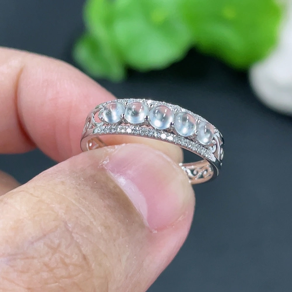Jadeite Cabochon Ring, 18k Gold with Diamond Accents