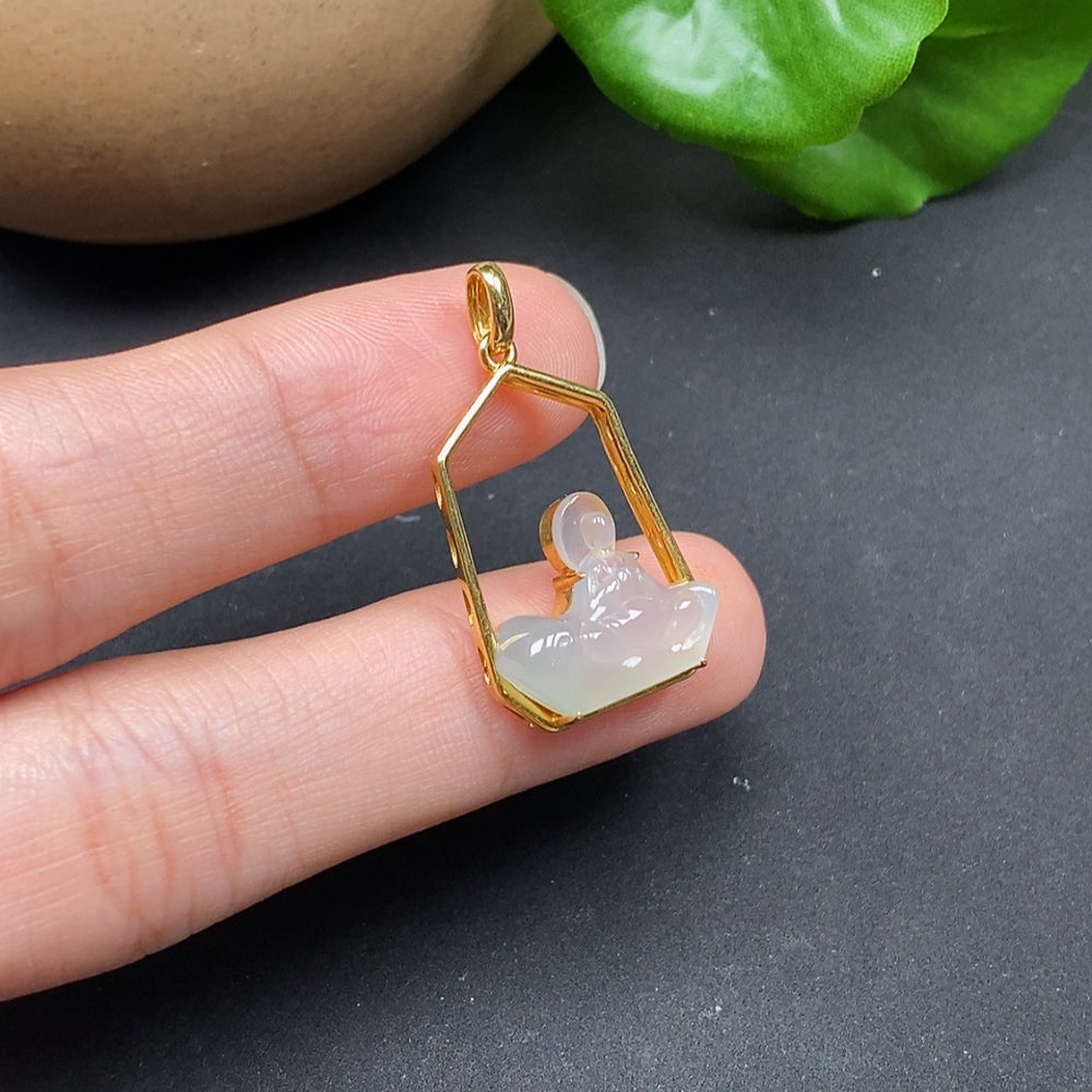 Jadeite Inlaid Pendant Formless Buddha 18k