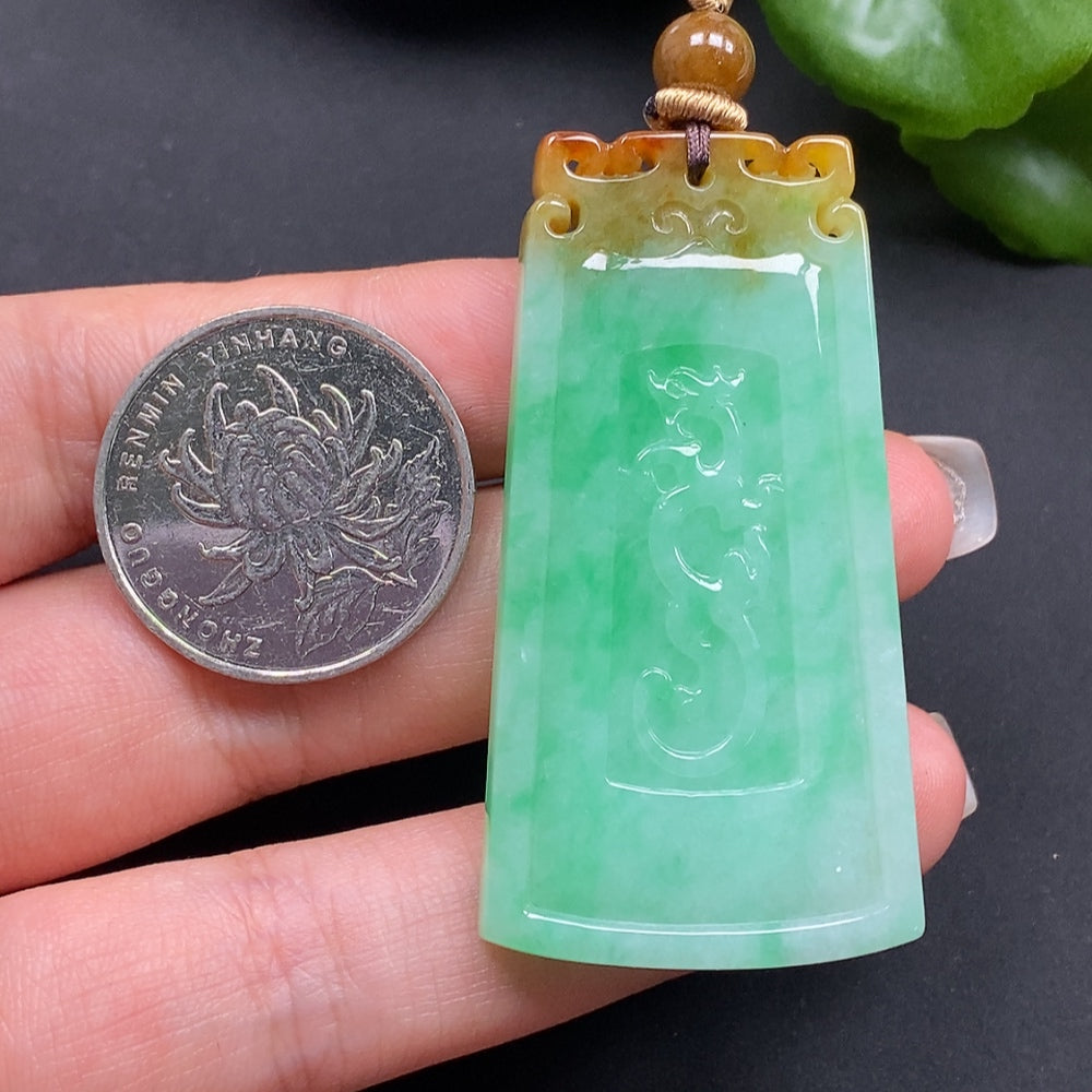 Jadeite Pendant Dragon Plaque Total Weight Approx. 23.37g