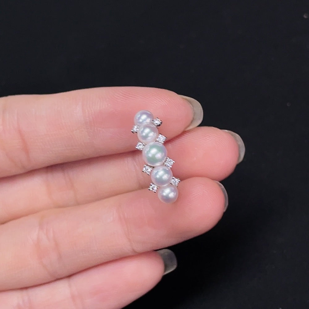 Seawater pearl ring by HKHQ with 18K gold, diamond accents, size 13, featuring a 3.9-4.7mm pearl on a delicate band.