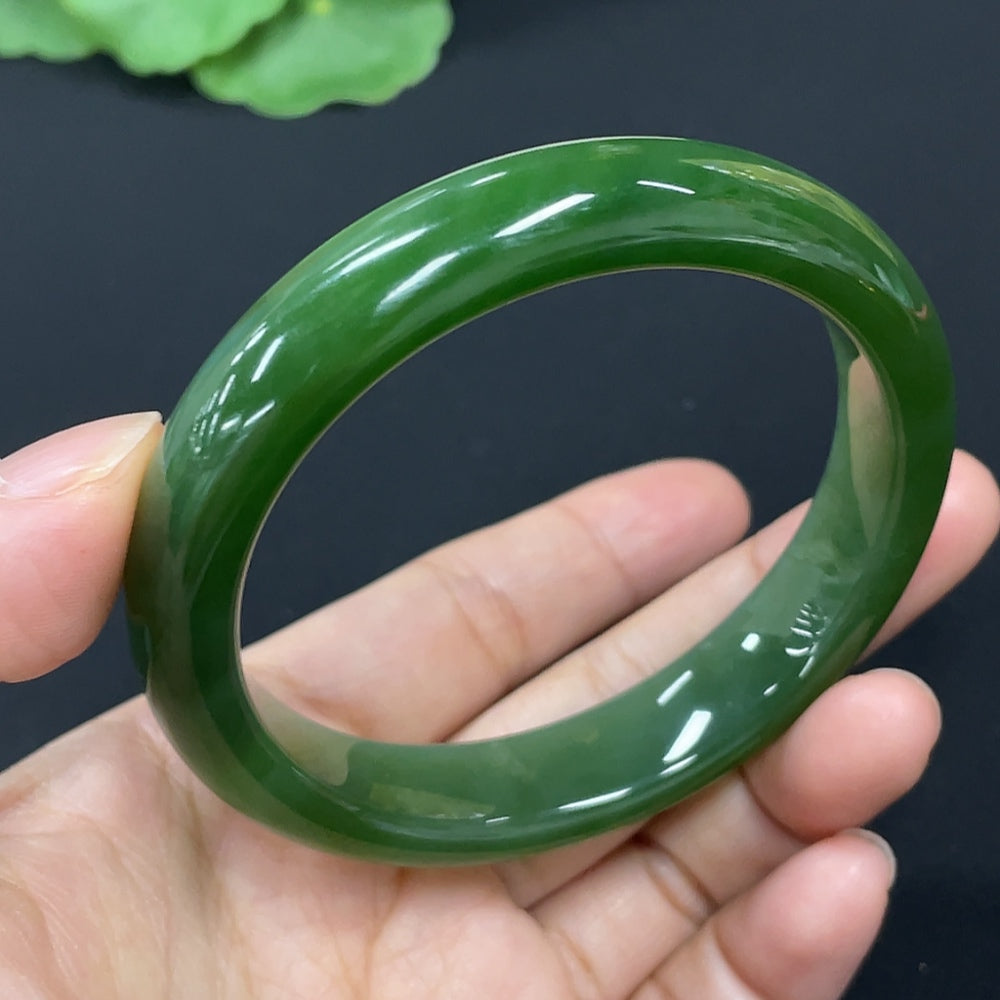 Hetian Jade Green Jade Round Bangle Repaired