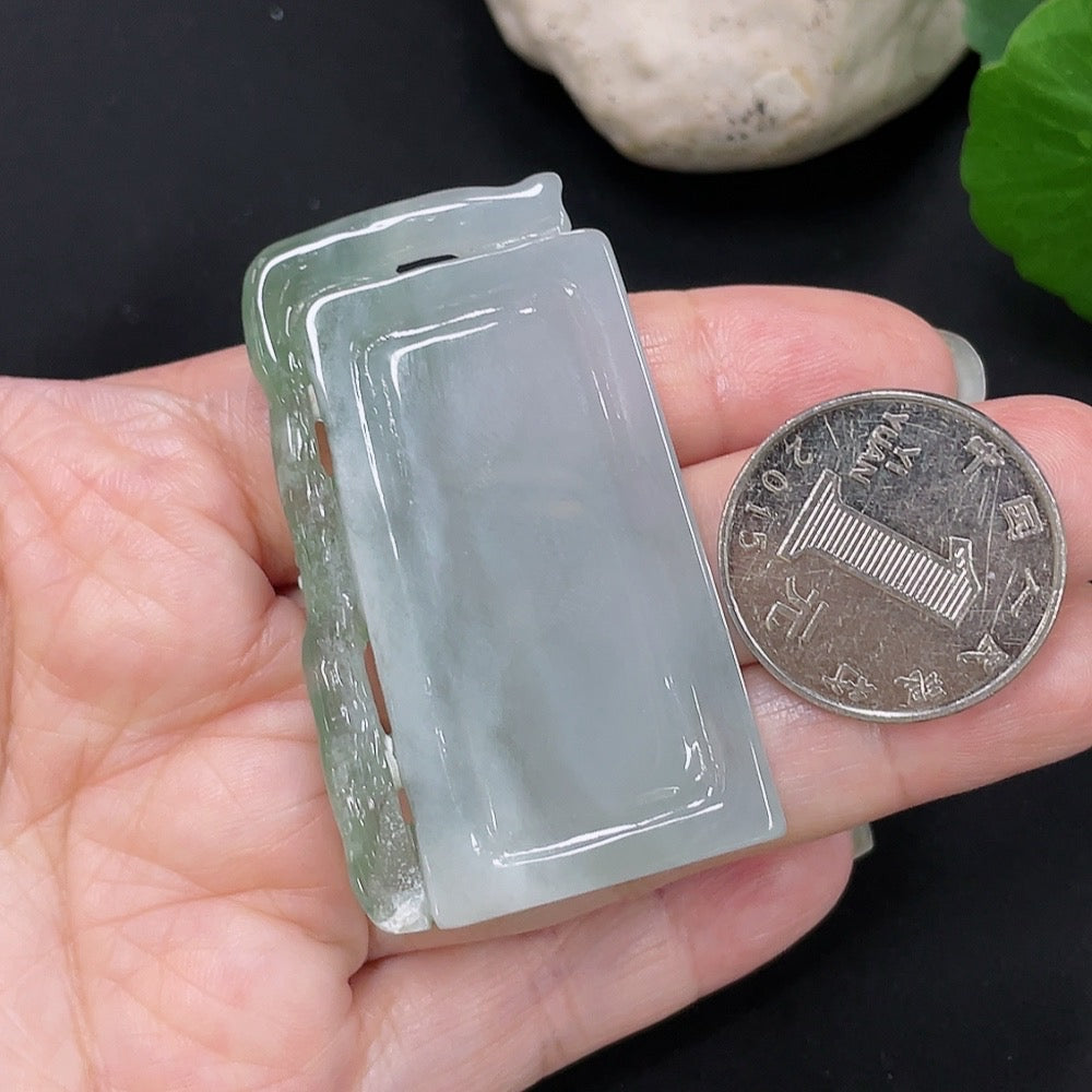 Jadeite Landscape Pendant, Total Weight Approximately 25.5g