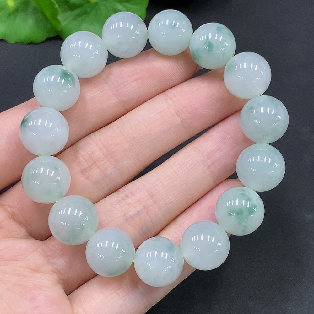 Jadeite Bead Necklace Approx. 12.4mm Total Weight 49.9g