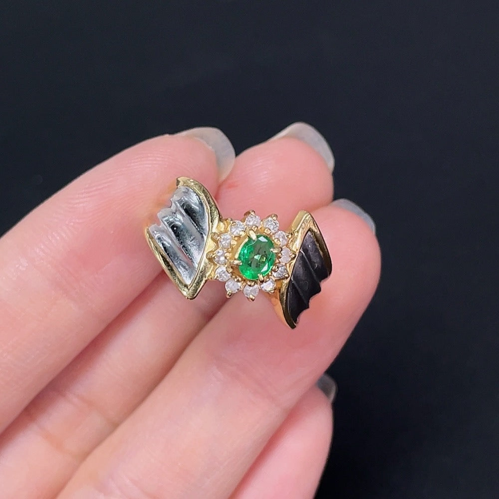 Clarity-Enhanced Emerald Ring with Diamond Accents