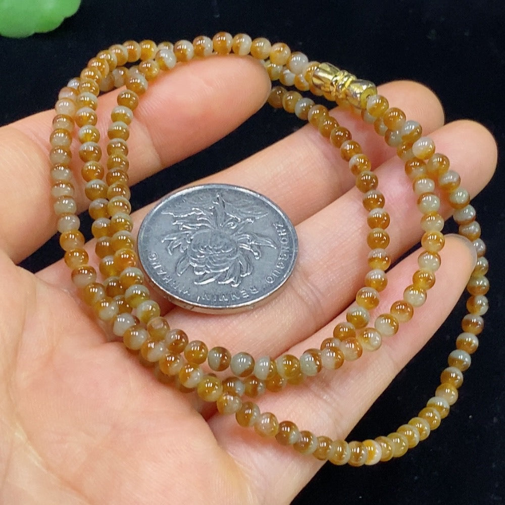 Jadeite Bead Necklace approx. 3.5mm Total Weight approx. 13.9g (Non-Gold Inlaid)