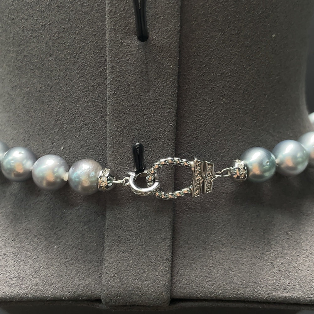 Seawater Pearl Necklace Non-Gold Total Weight Approx. 61.7g Size 8.6-10.8mm