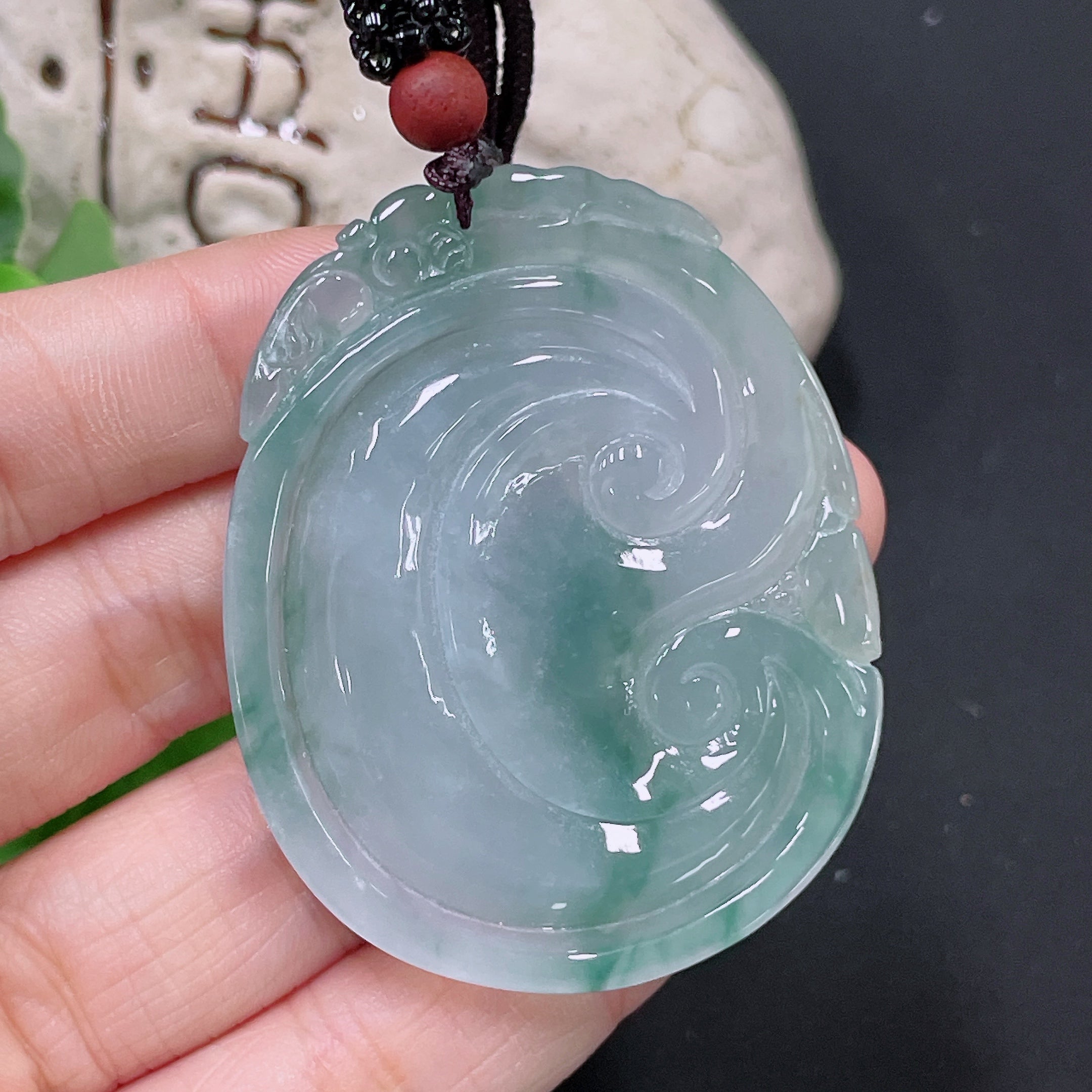 Jadeite Ruyi Pendant with total weight approx. 33.5g including rope