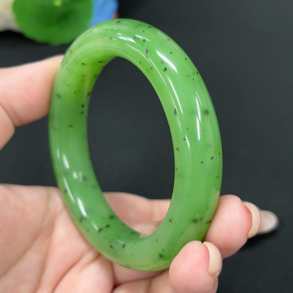 Hetian Jade Green Jade Round Bracelet