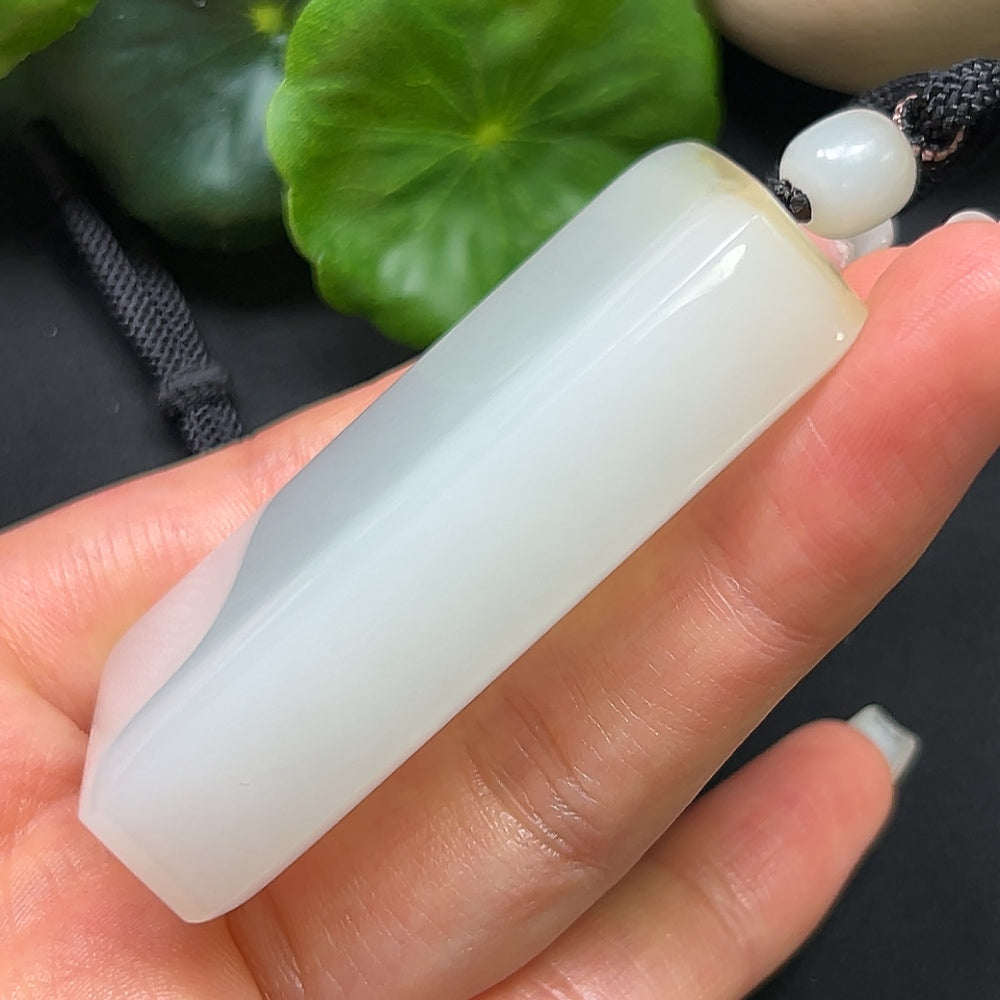Hetian Jade Plain Pendant with Rope
