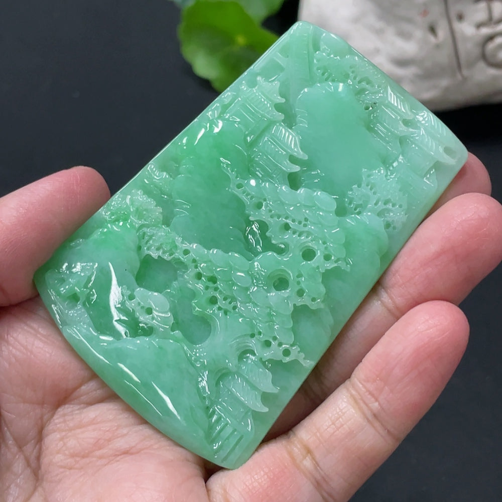 Jadeite landscape pendant, total weight approximately 42.7g