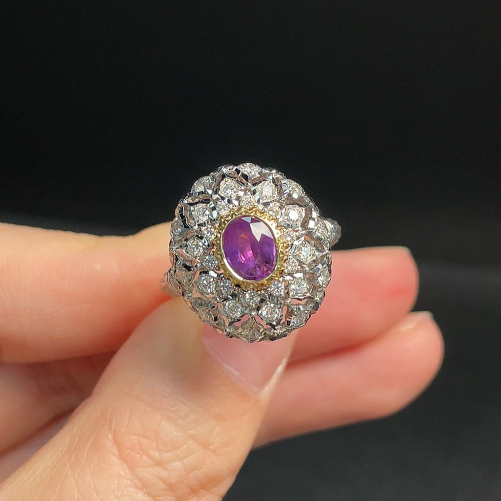 18K Sapphire Ring with Diamond Accents