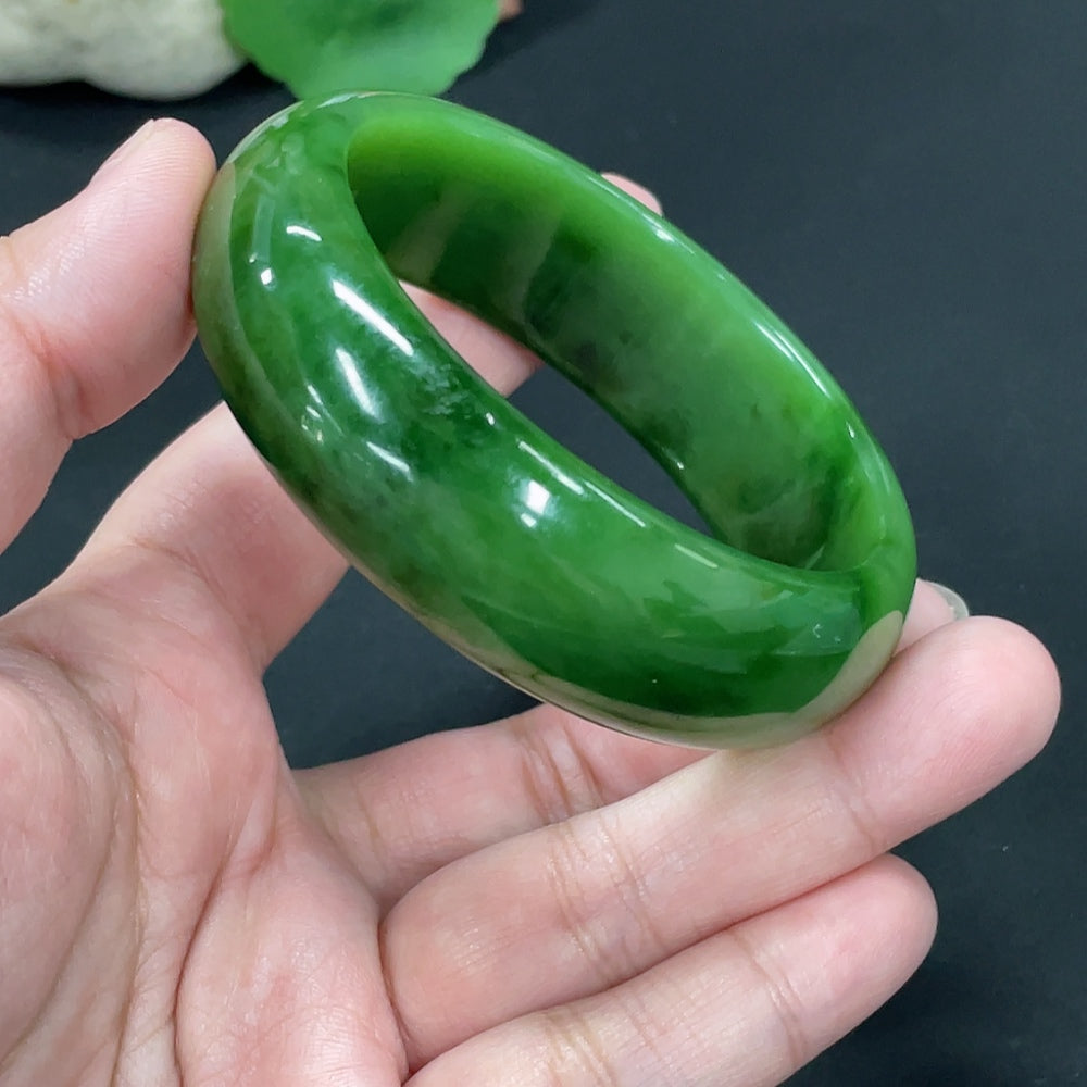 Hetian Jade Jasper Round Bracelet Size 58.7 Total Weight Approx. 78g