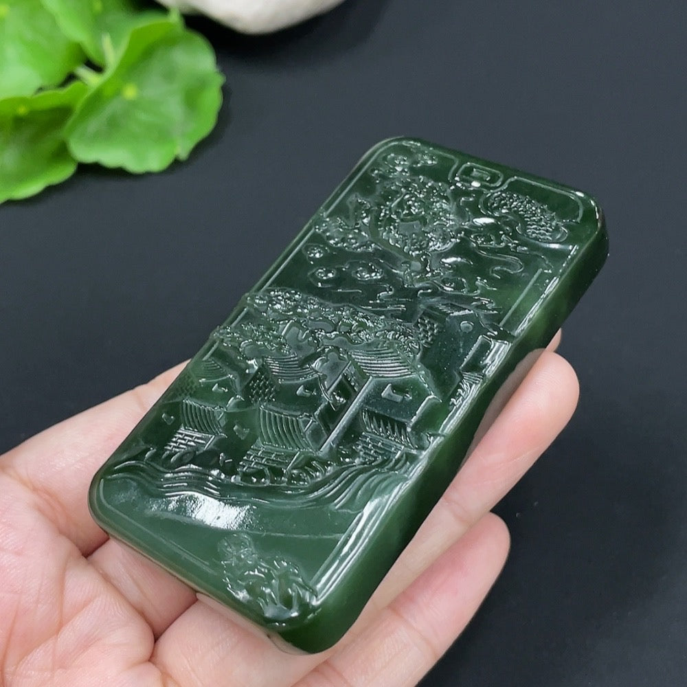 Hetian Jade Pendant  Landscape Plaque  Total Weight: Approx. 85.2g
