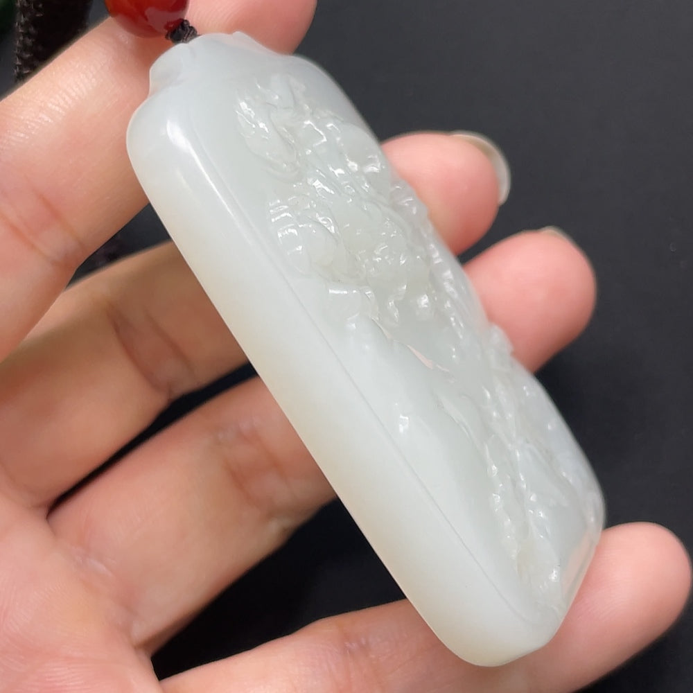 Hetian Jade Dragon Pendant, Including Rope