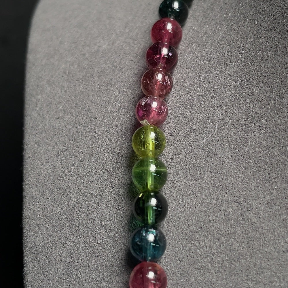 Tourmaline Bead Strand, Visible Organic Matter