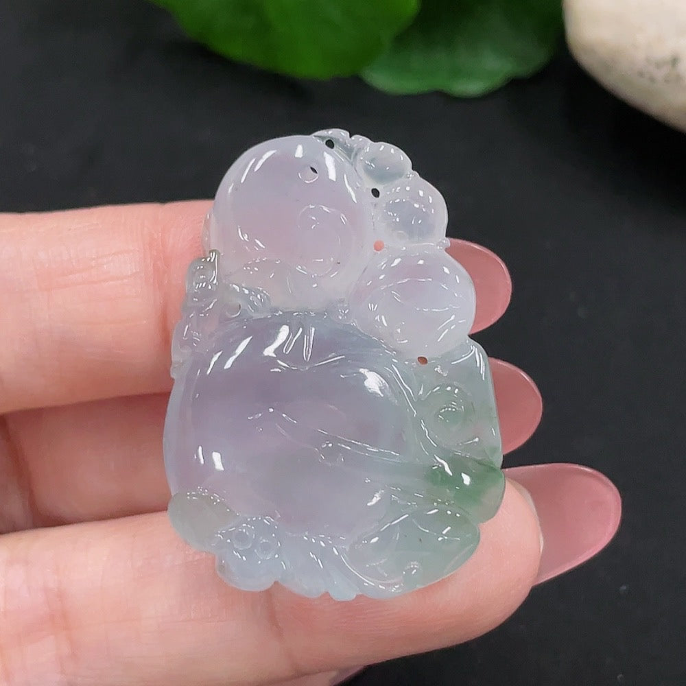 Jadeite Fortune and Longevity Pendant, total weight approximately 11.6 grams