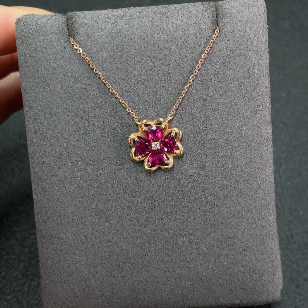 Tourmaline Necklace 18K Gold with Diamond Accents