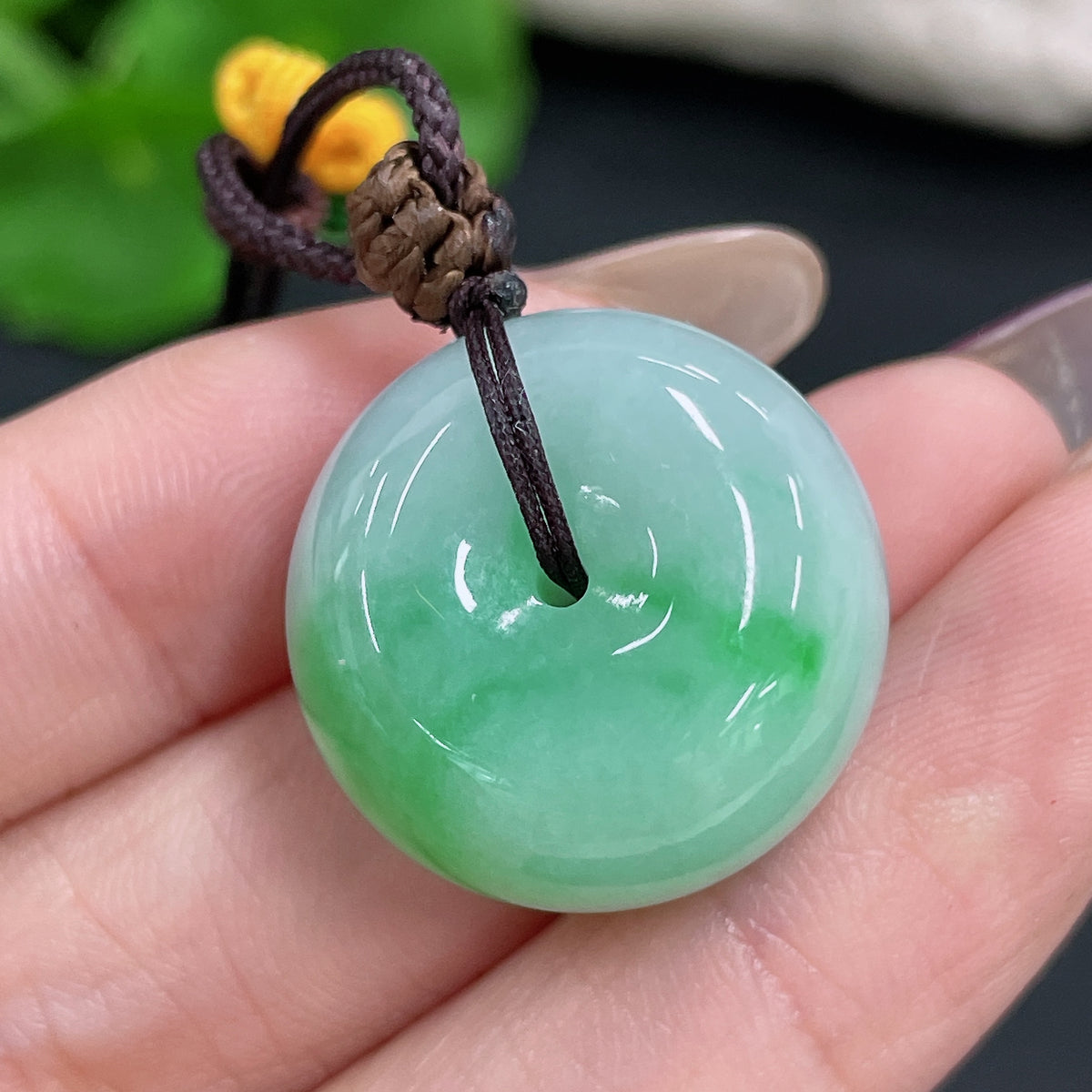 Jadeite Pendant Peace Knot with Cord