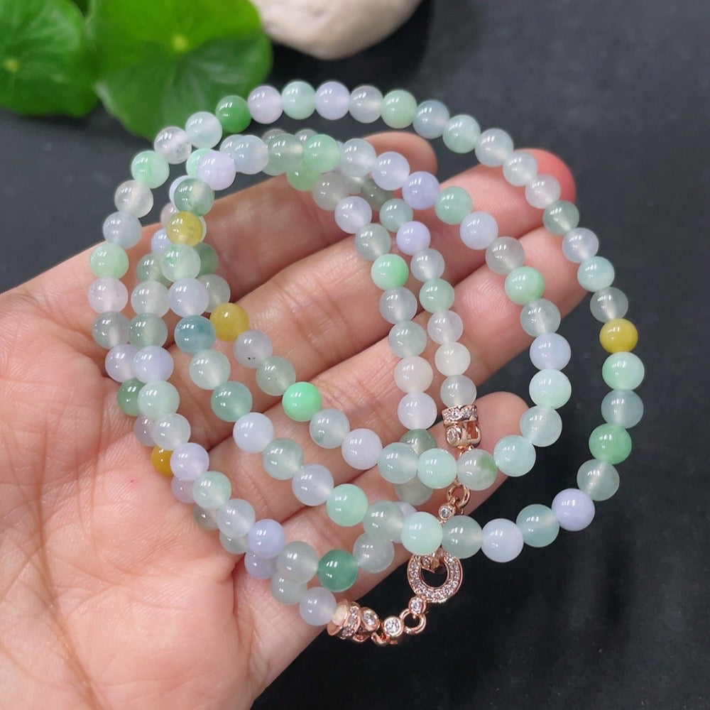 Jadeite Bead Necklace Non-Gold Approximately 5mm Beads Total Weight Approximately 26.6g