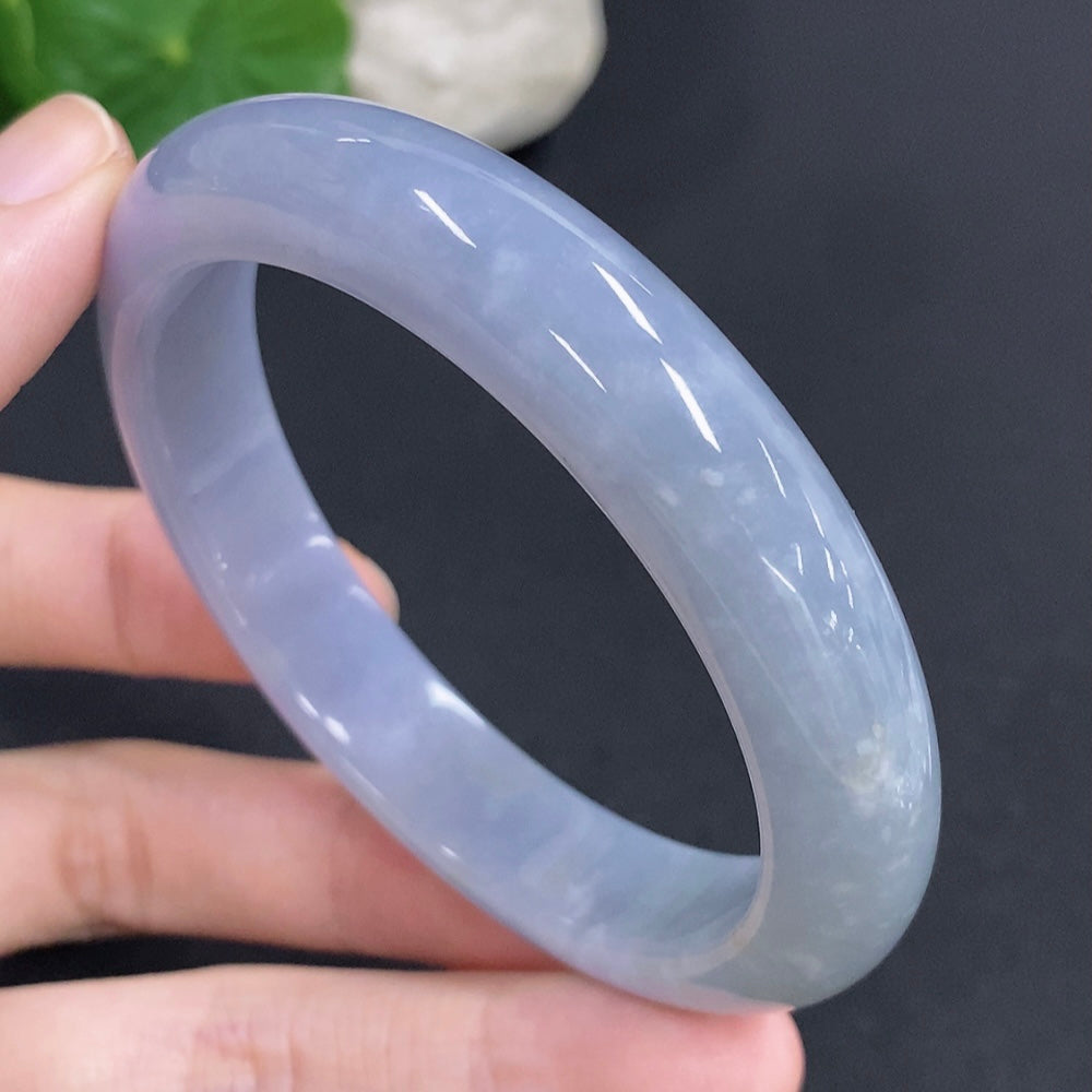 Jadeite round bracelet with a total weight of 55.2g and size 57, crafted by HKHQ, featuring smooth, polished jade stones.