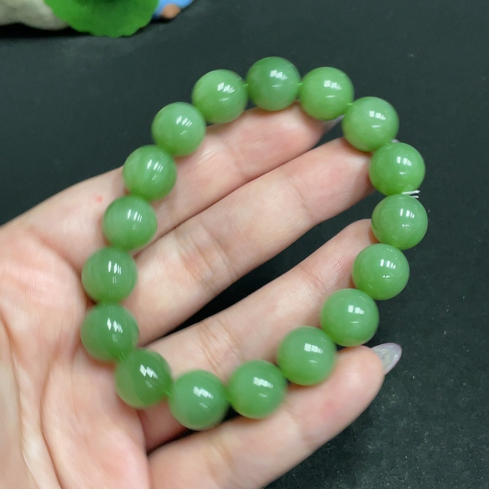 Hetian Jade Bead Bracelet, approx. 11.6mm, total weight about 44.1g