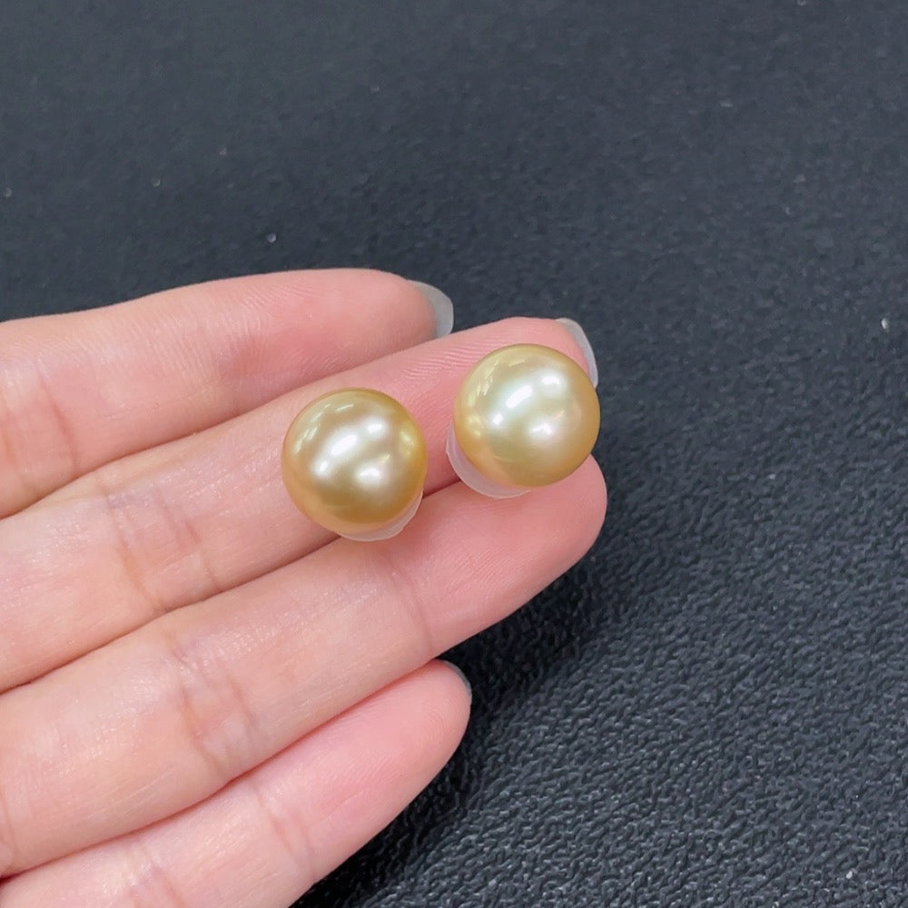 Seawater Pearl Earrings 18k Gold Color Origin Undetermined