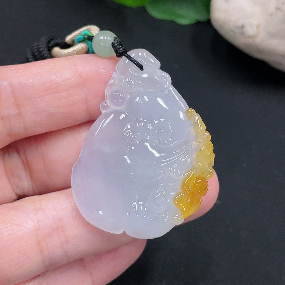 Jadeite Ruyi Pendant Total weight approx. 16.3g (including rope weight) (Color origin undetermined) (Matching beads non-A)