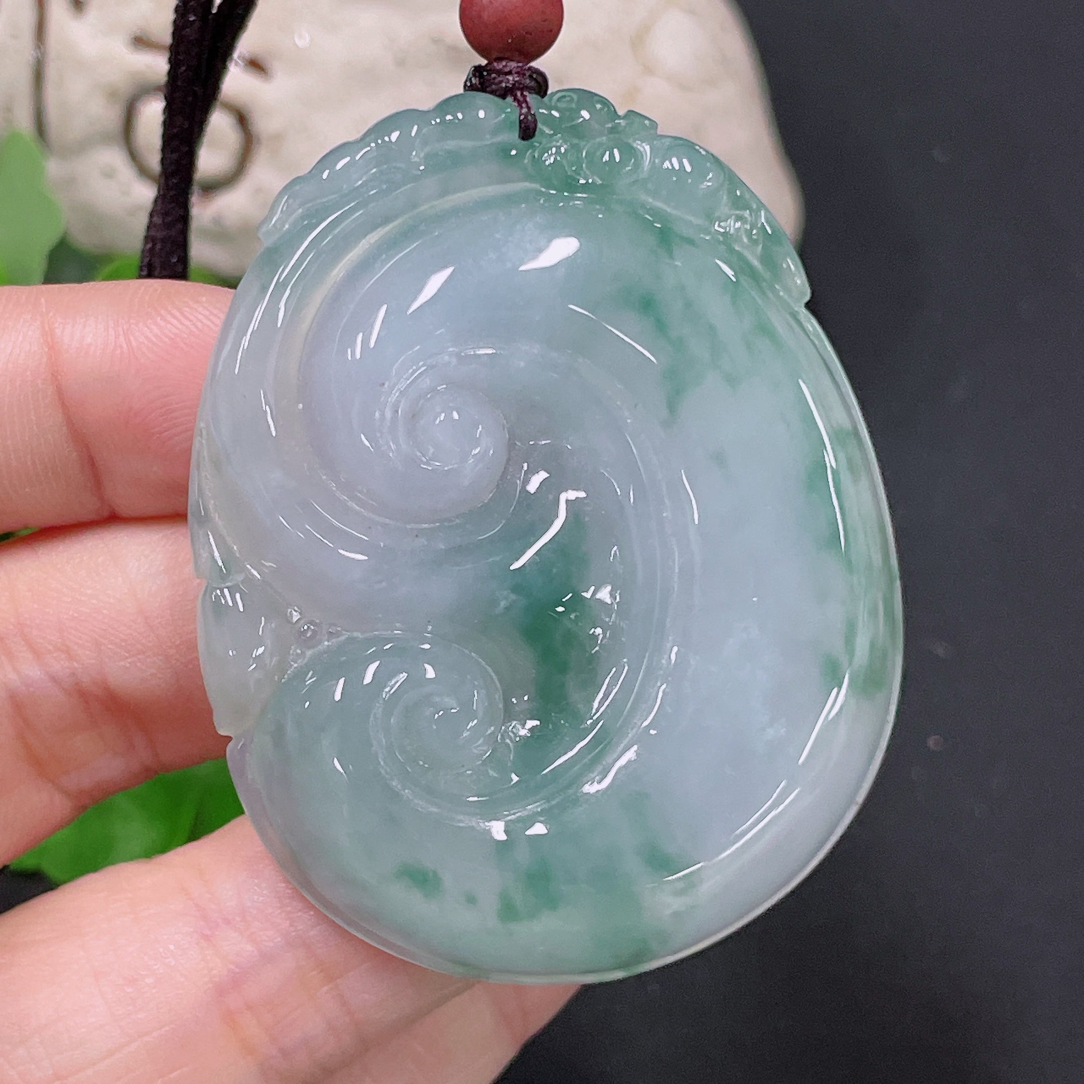 Jadeite Ruyi Pendant with total weight approx. 33.5g including rope