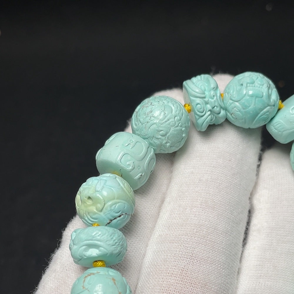 Turquoise Bracelet with Other Mineral Components, Total Weight Approximately 29.9g, Size About 14mm