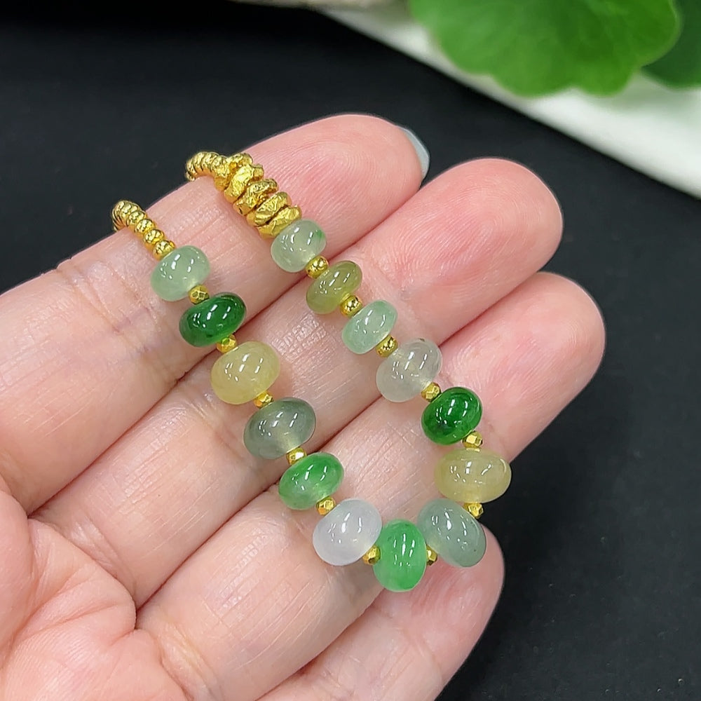 Jadeite Bracelet with Tested 99% Gold Setting