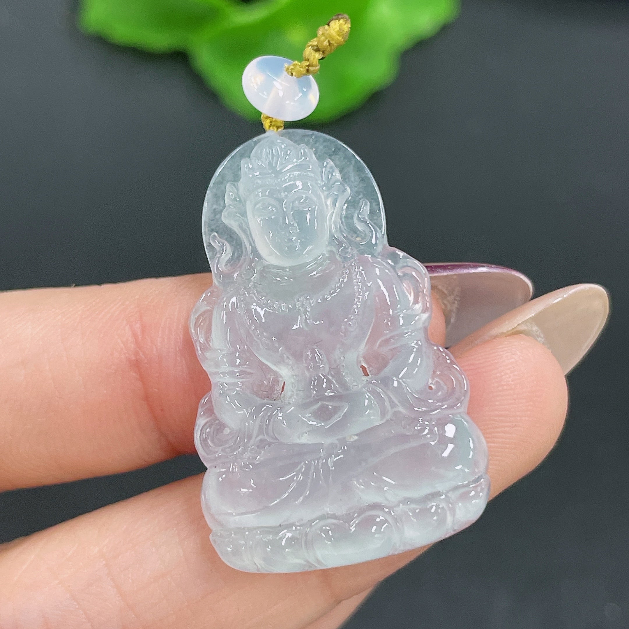 Jadeite Pendant Guanyin with Non-A Beads Total Weight Approx. 6.58g