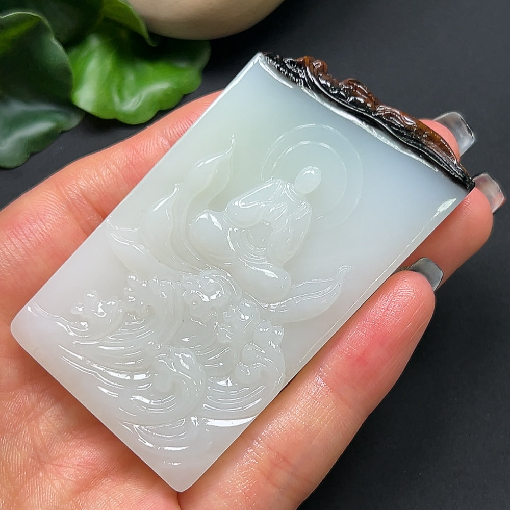 Hetian Jade Enlightenment Pendant Total Weight Approx.90g