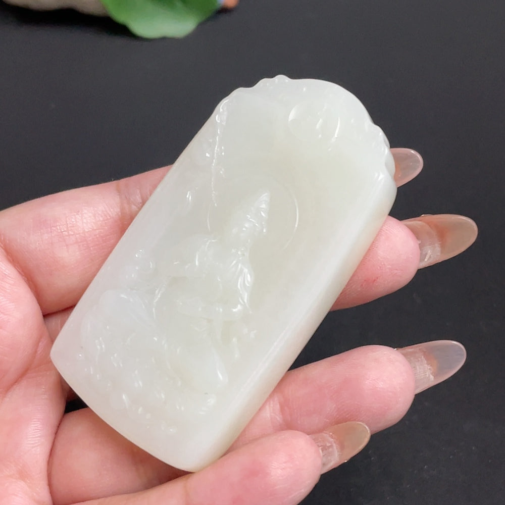 Hetian Jade Pendant Guanyin Total Weight Approx. 67.5g