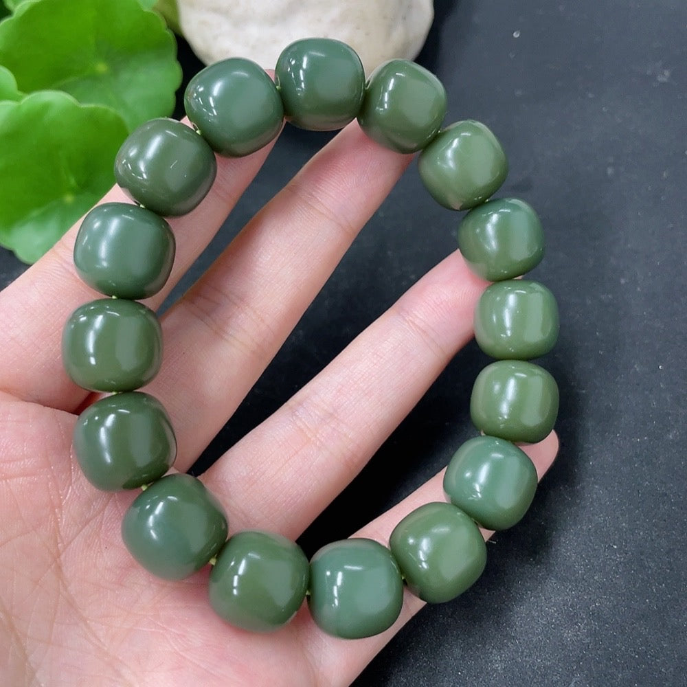 Hetian Jade Bracelet, approx. 13.5mm, total weight approx. 72.6g