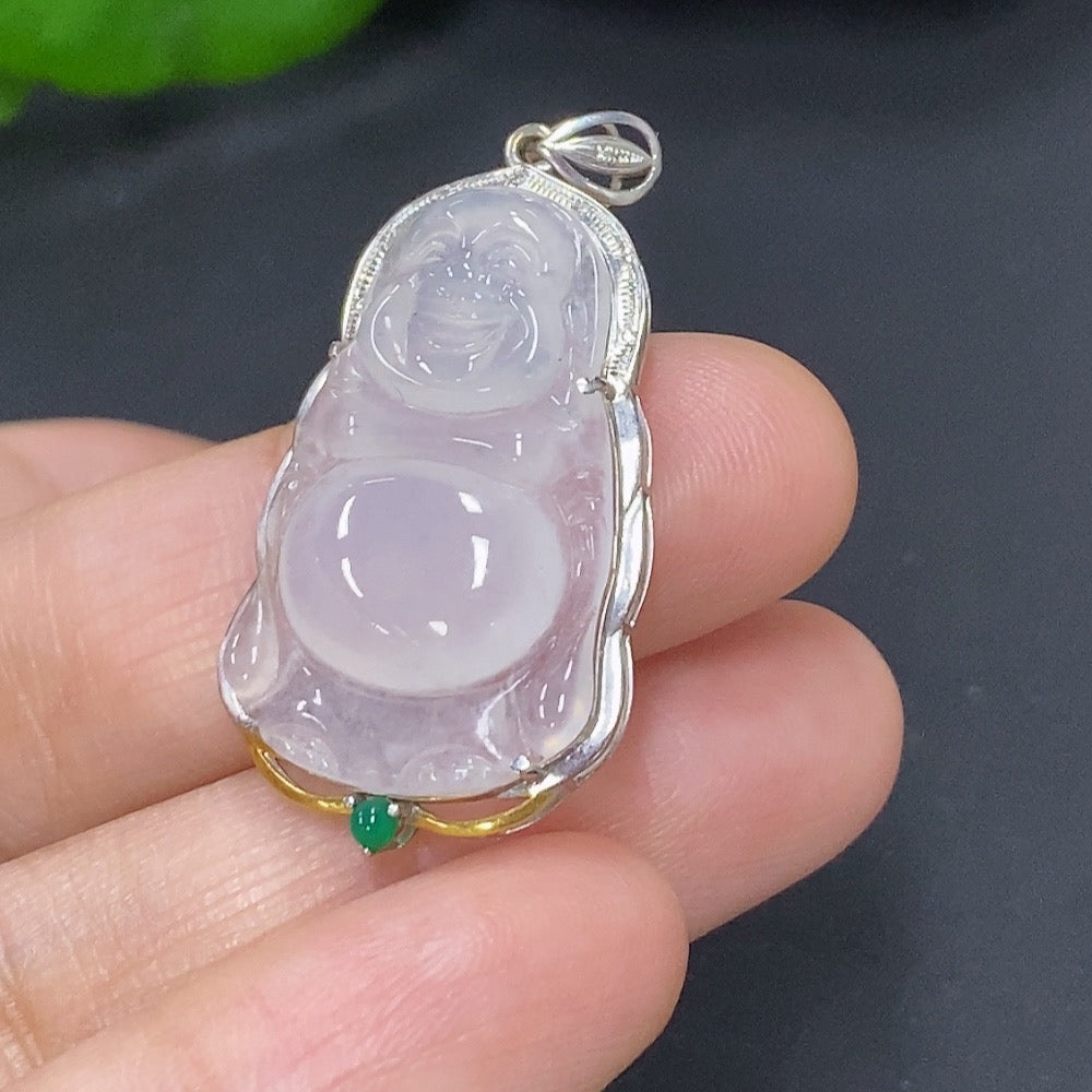 Jadeite Buddha Pendant 18k Gold Total Weight Approx. 3.2g With Non-Jadeite Beads Non-Diamond (Too Small to Confirm)