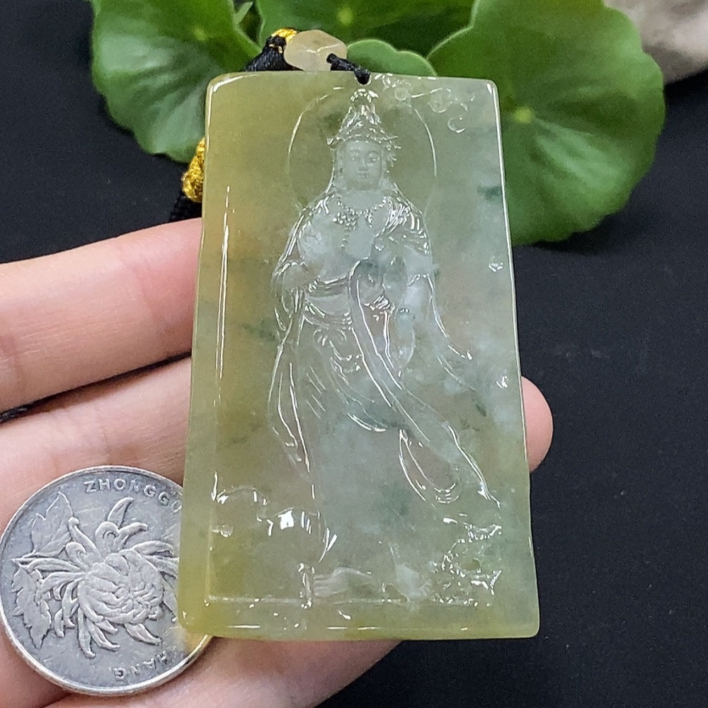 Jadeite Guanyin Pendant Total Weight Approx. 38g