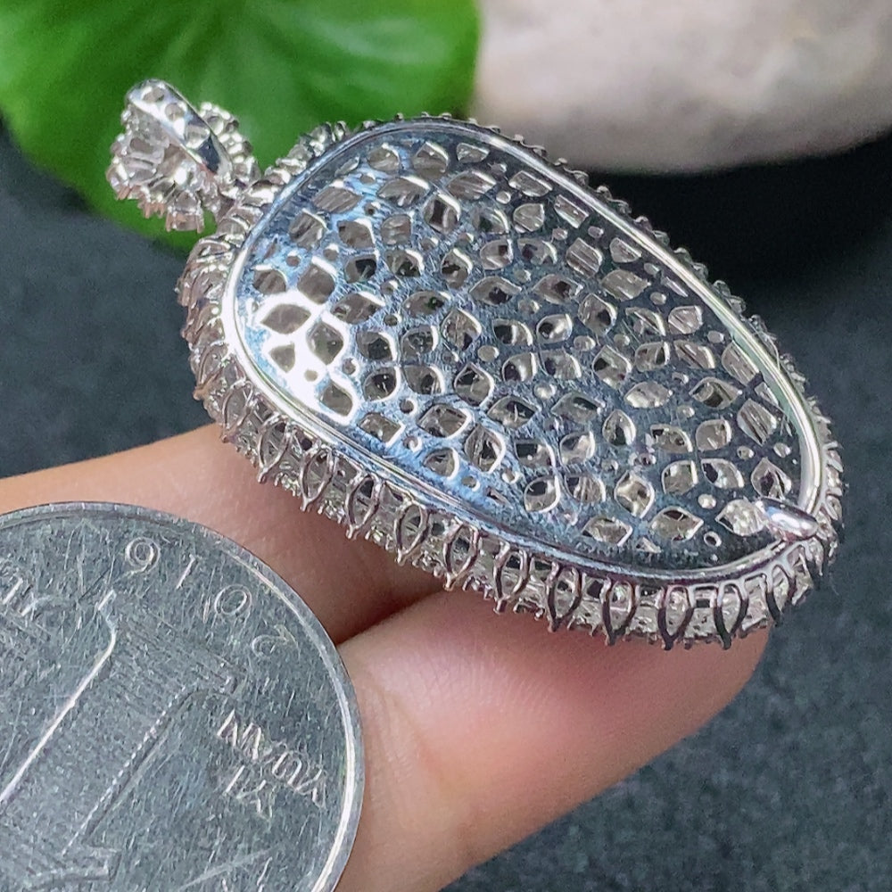 Jadeite Leaf Pendant 18K Gold Inlaid Total Weight Approx. 12.45g