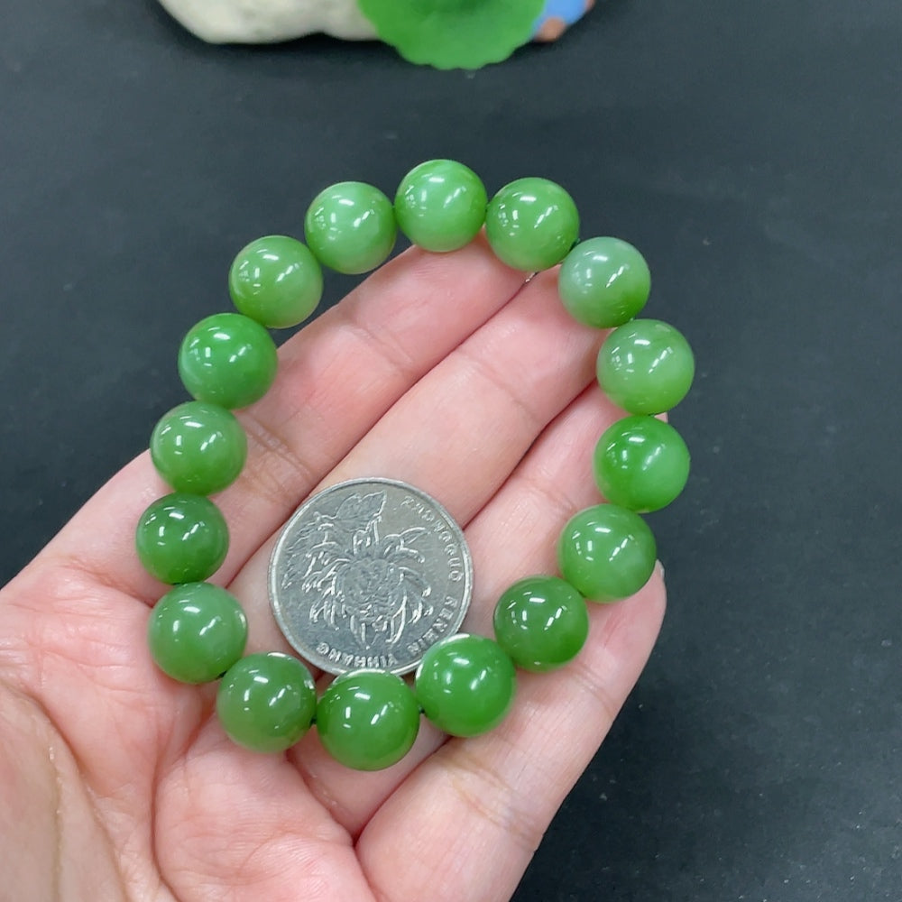 Hetian Jade Jasper Bracelet, approx. 12.2mm beads, total weight approx. 41.3g