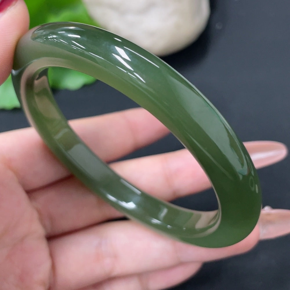 Hetian Jade Round Bracelet Size 57.5 Total Weight Approx. 44.4g