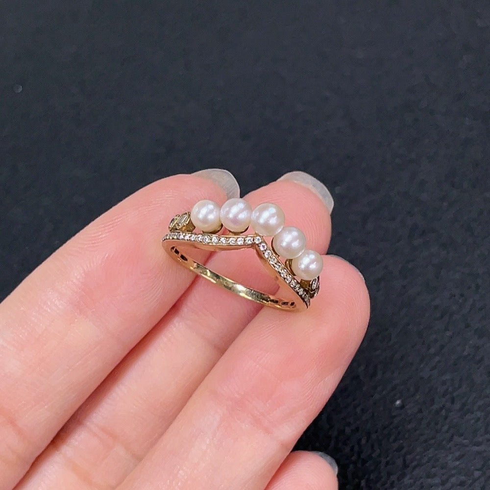 Seawater Pearl Ring Non-Diamond 9k Gold Stone 3.7mm