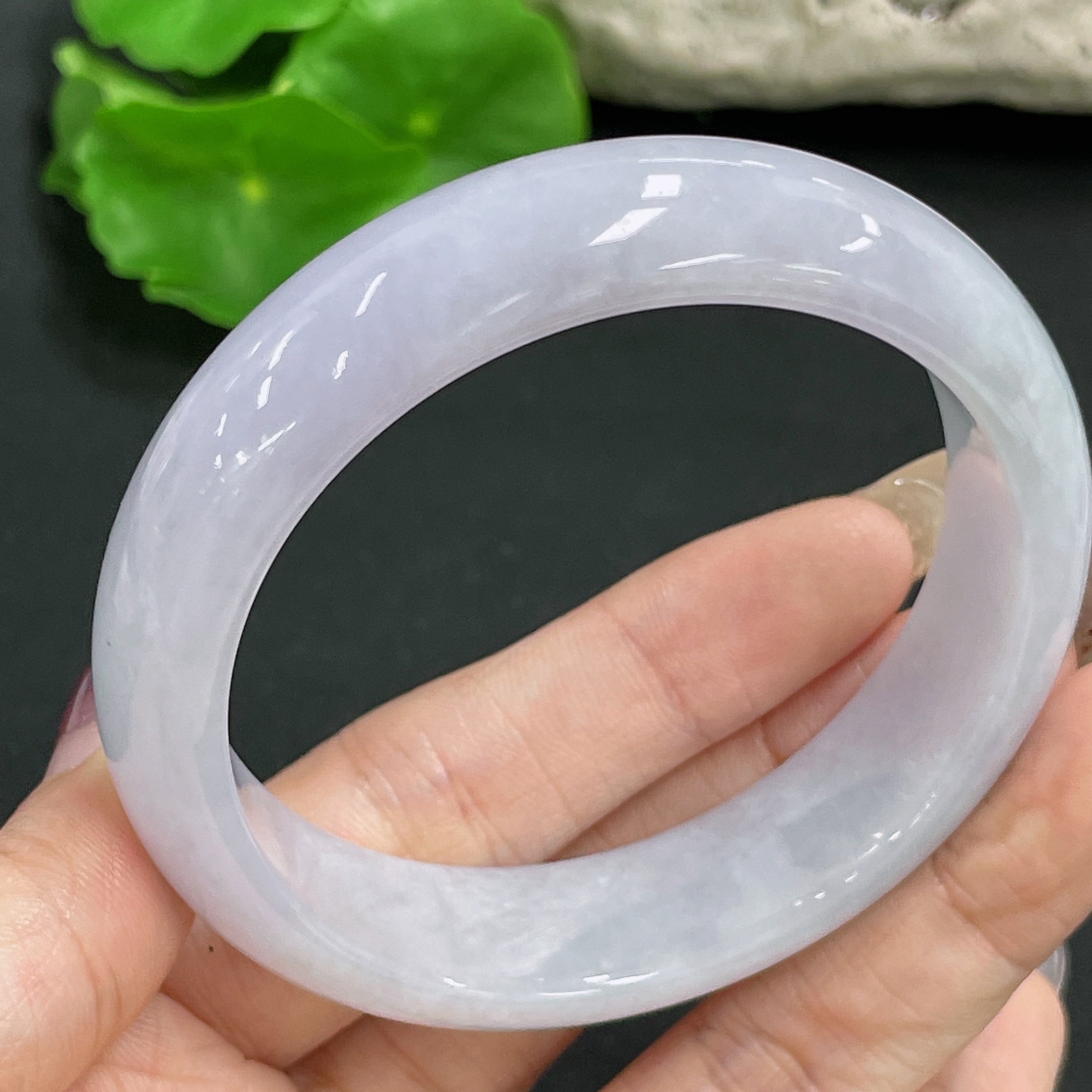 Jadeite Round Bangle, Total Weight Approx. 59.6g, Size 56.4