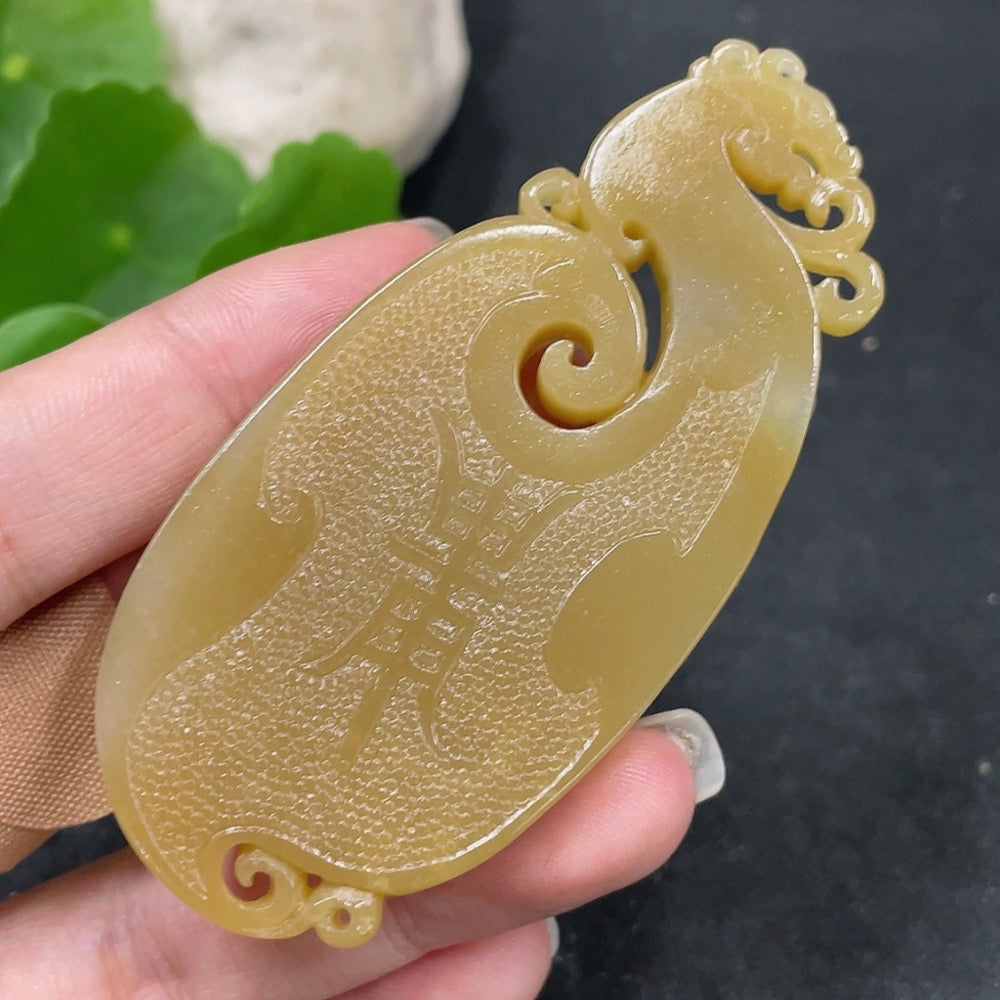 Hetian Jade Pendant Antique Style Total Weight Approx. 46g