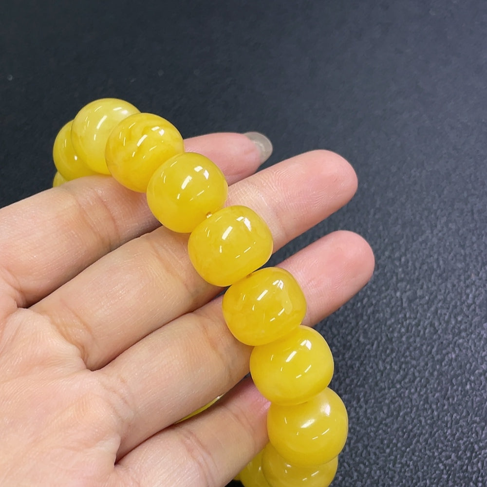 Amber Beeswax Bracelet Total Weight Approx. 28.18g Size About 14.3mm