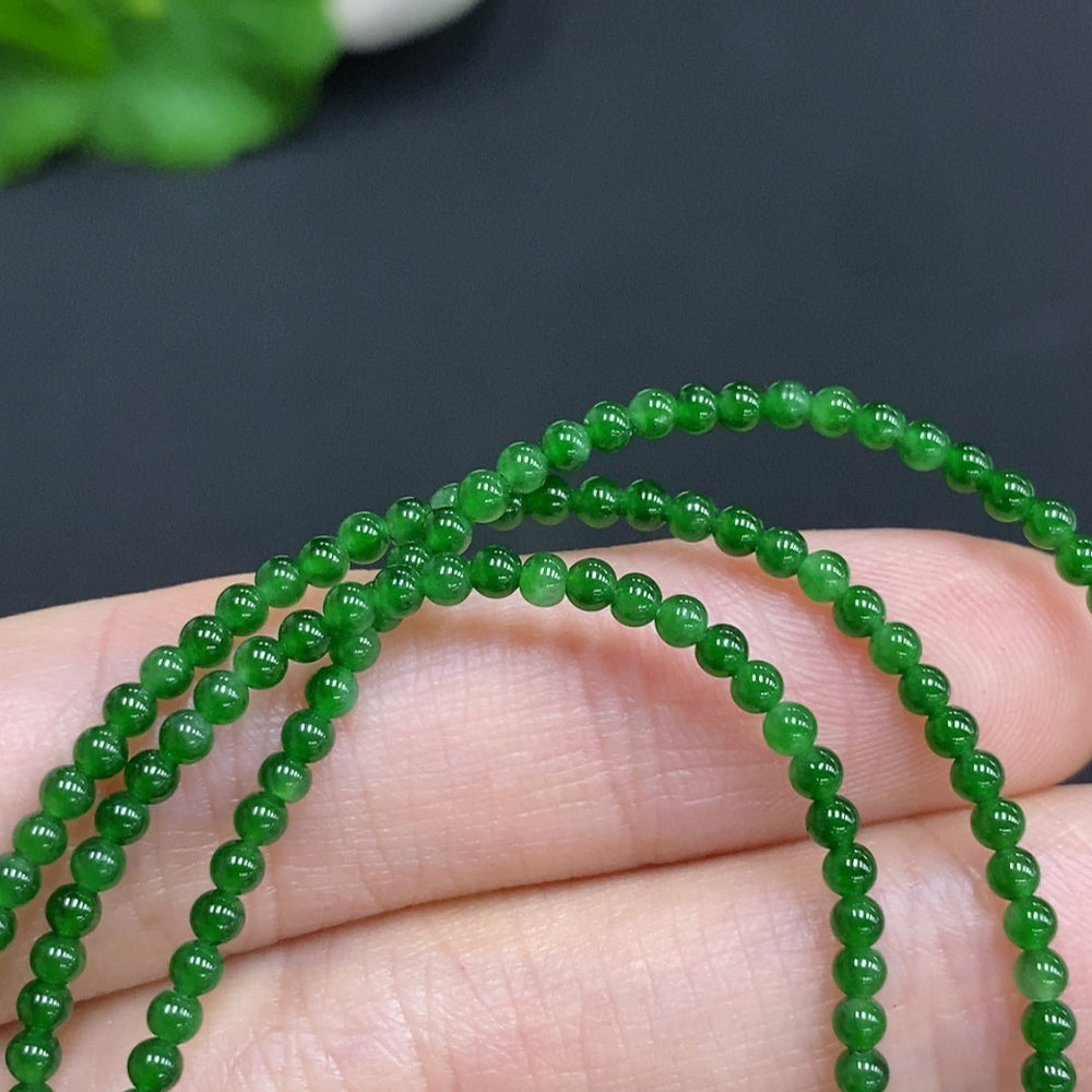 Jadeite Bead Necklace Approx. 2mm Non-Gold Total Weight About 4.7g